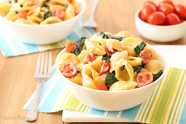 Tomato, Spinach, and Goat Cheese Pasta