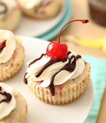 Mini Banana Split Cheesecakes