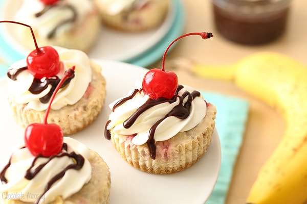 Mini Banana Split Cheesecakes