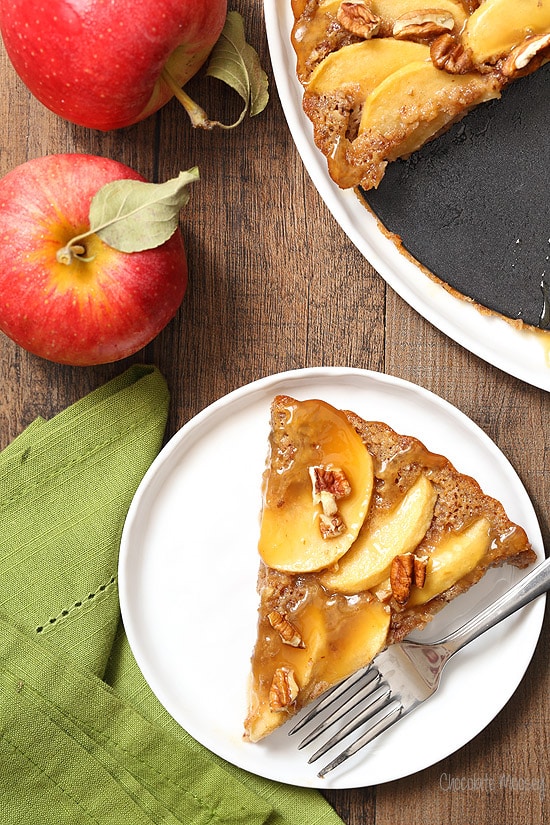 Caramel Apple Pecan Tart is actually an apple cake with pecans all dressed up in a tart pan.