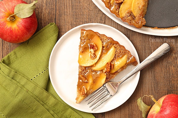 Caramel Apple Pecan Tart is actually an apple cake with pecans all dressed up in a tart pan.