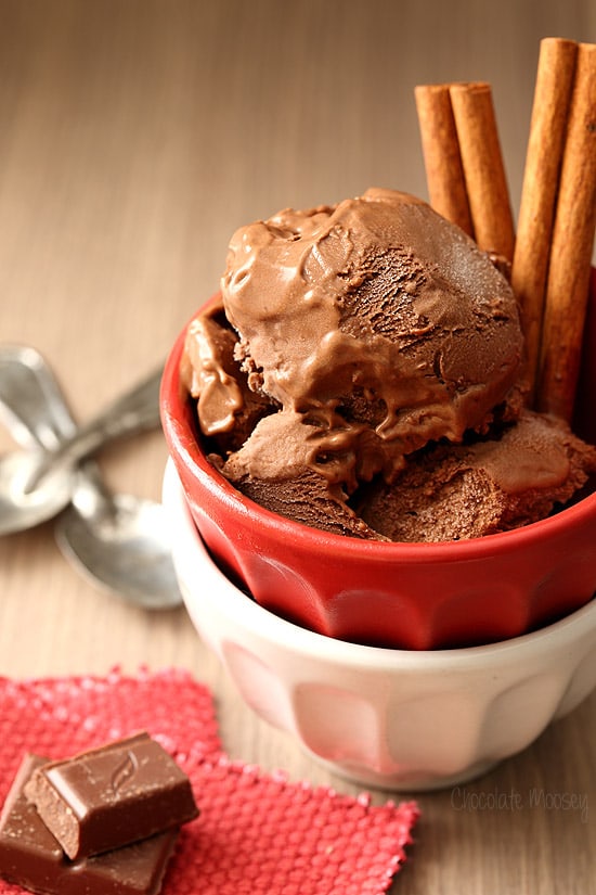 Mexican Chocolate Ice Cream with cinnamon and a hint of chili powder