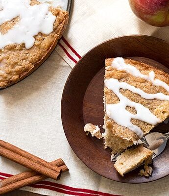 Apple Cinnamon Coffee Cake with crumb topping and vanilla glaze