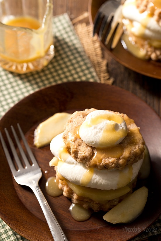 Caramel Apple Shortcakes with tender flaky biscuits