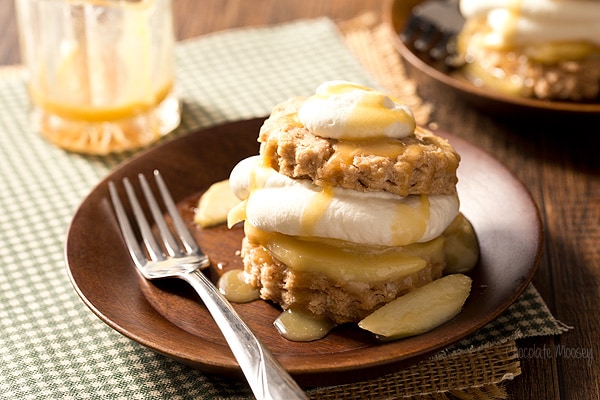 Caramel Apple Shortcakes with tender flaky biscuits