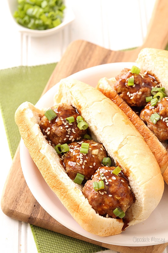 Pork Teriyaki Meatball Sub with homemade teriyaki sauce