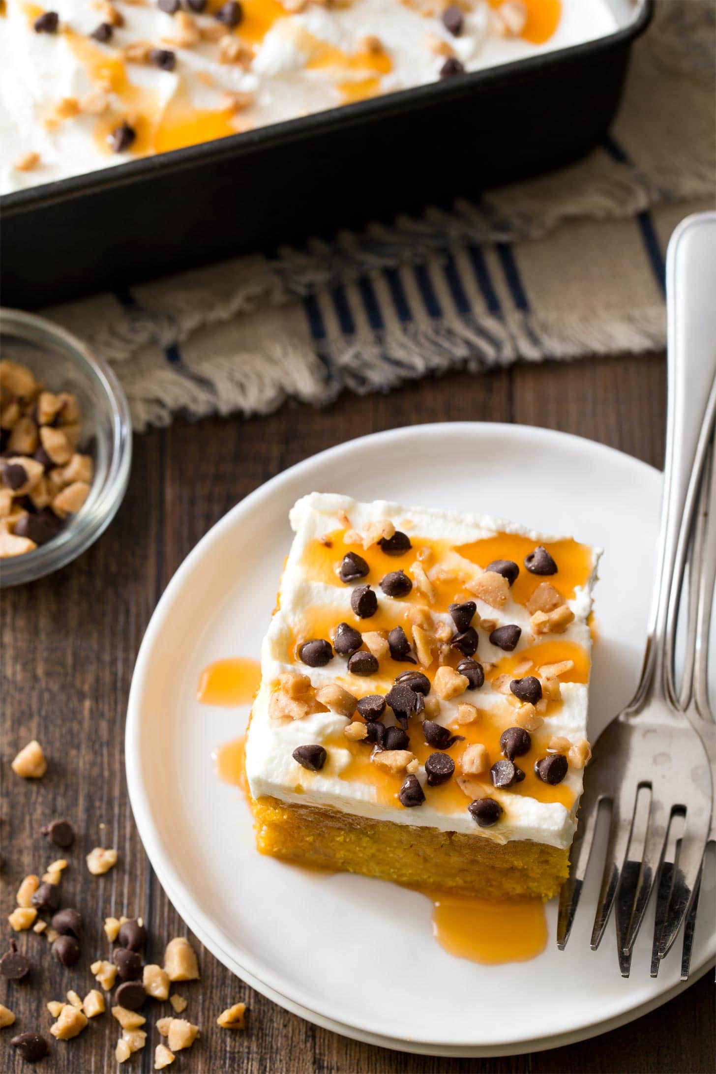Recipe for pumpkin poke cake with fork