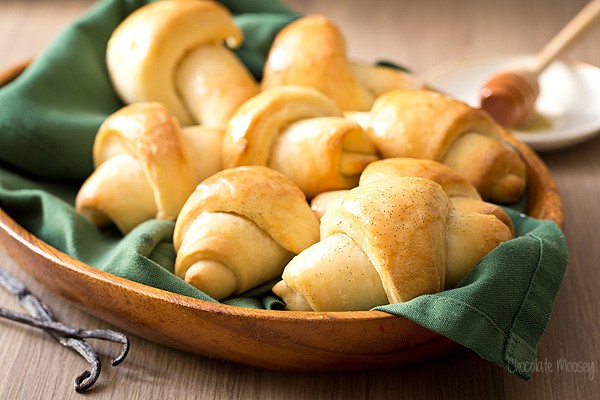 Honey Butter Crescent Rolls in a basket