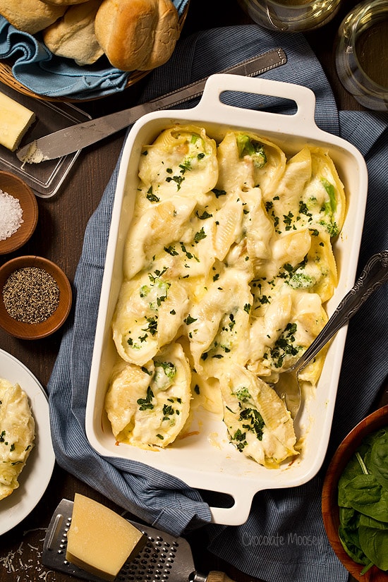 Chicken Broccoli Alfredo Stuffed Shells For Two