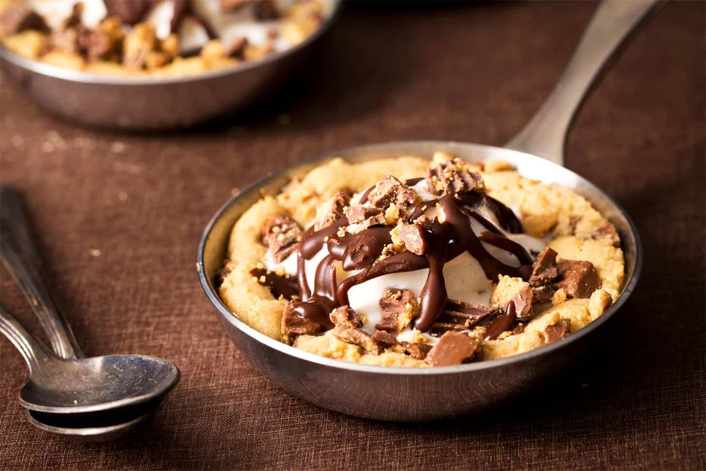 Mini Skillet Cookie For Two in silver skillet