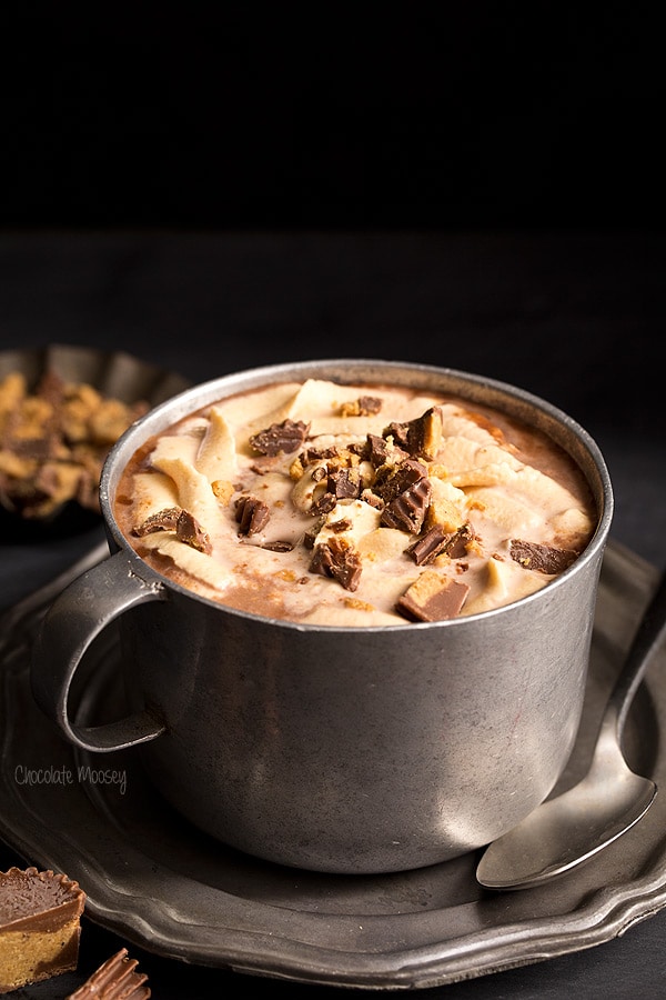 Peanut Butter Hot Chocolate in pewter mug