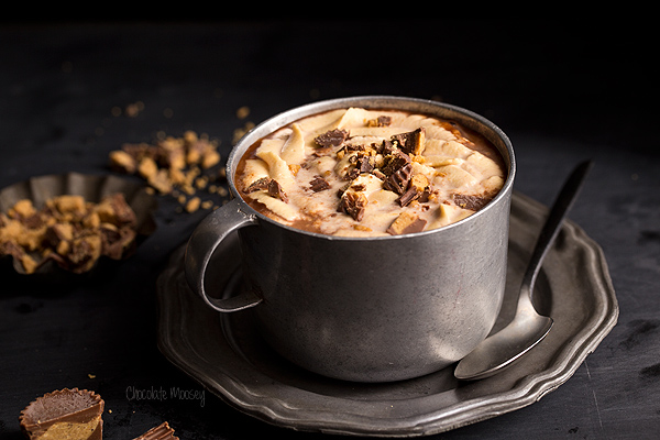 Peanut Butter Hot Chocolate in pewter mug