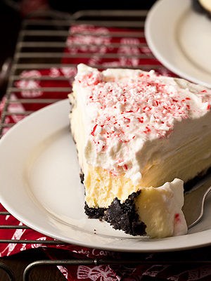 Peppermint Cheesecake with crushed candy canes