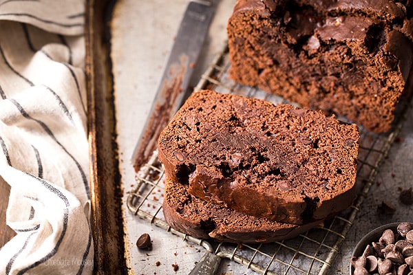 Double Chocolate Banana Bread with chocolate chips