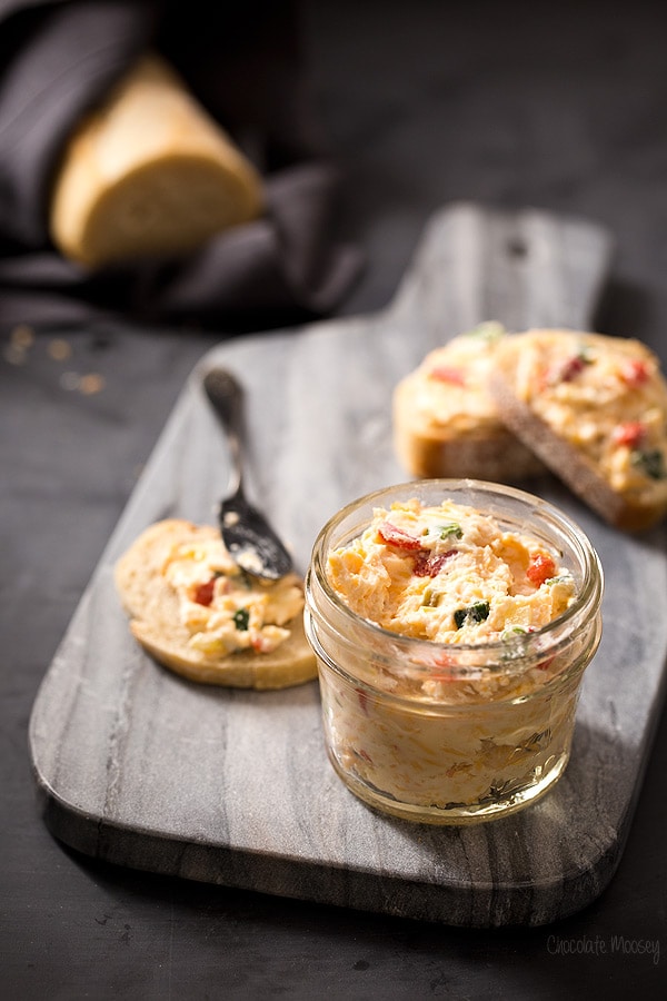 Pimento cheese spread made with goat cheese