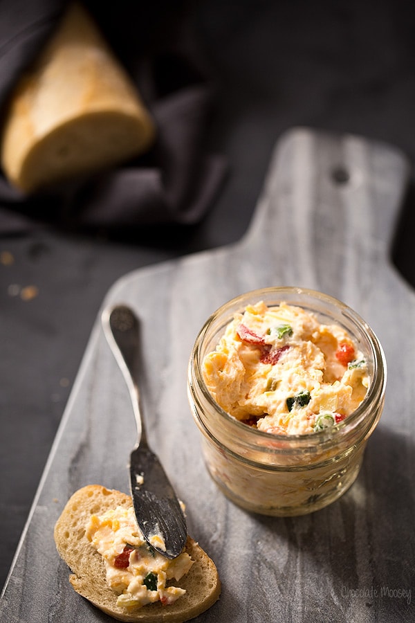 Pimento cheese spread made with goat cheese