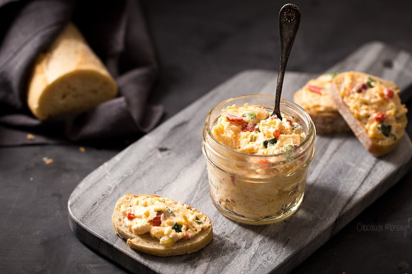 Pimento cheese spread made with goat cheese