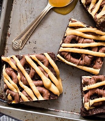 Chocolate Covered Pretzel Caramel Brownies