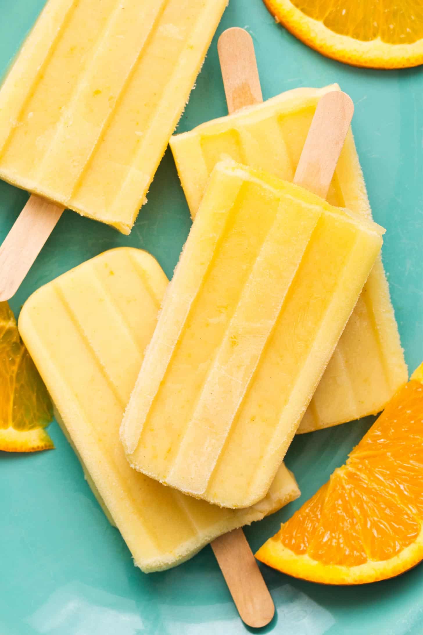 Close up of orange creamsicle popsicles