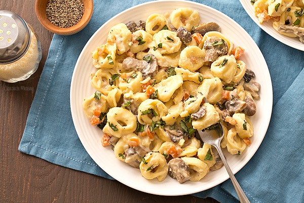 Portobello Mushroom Cheese Tortellini with alfredo sauce