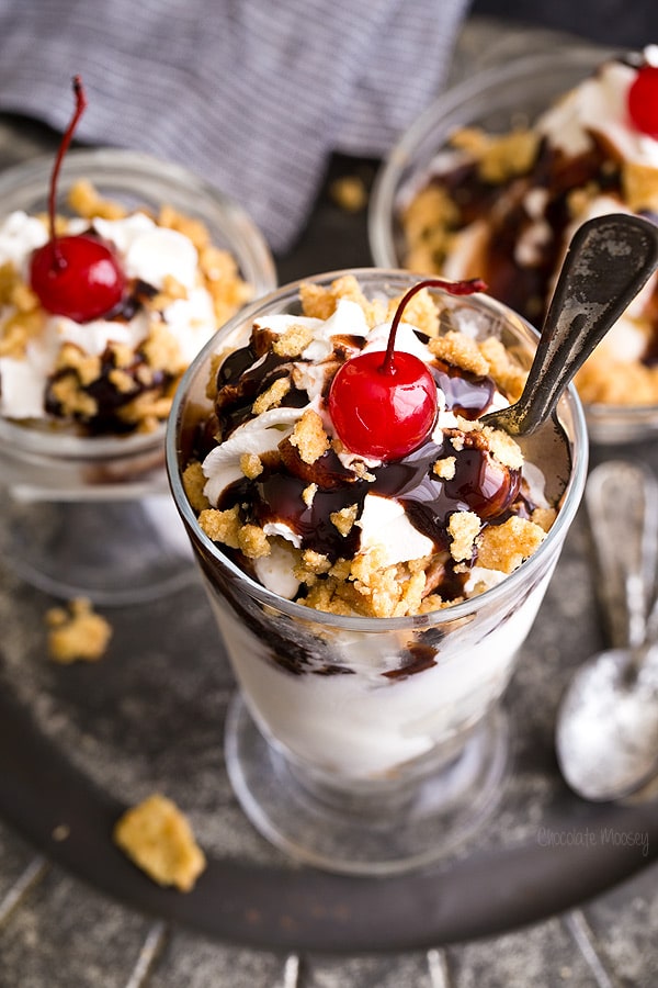 Fried Ice Cream Sundaes with cinnamon toast crunch cereal