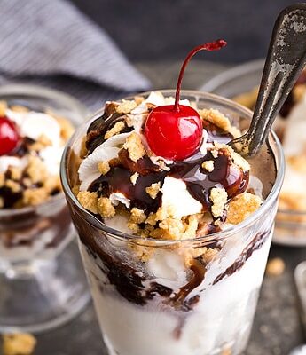 Fried Ice Cream Sundaes with cinnamon toast crunch cereal