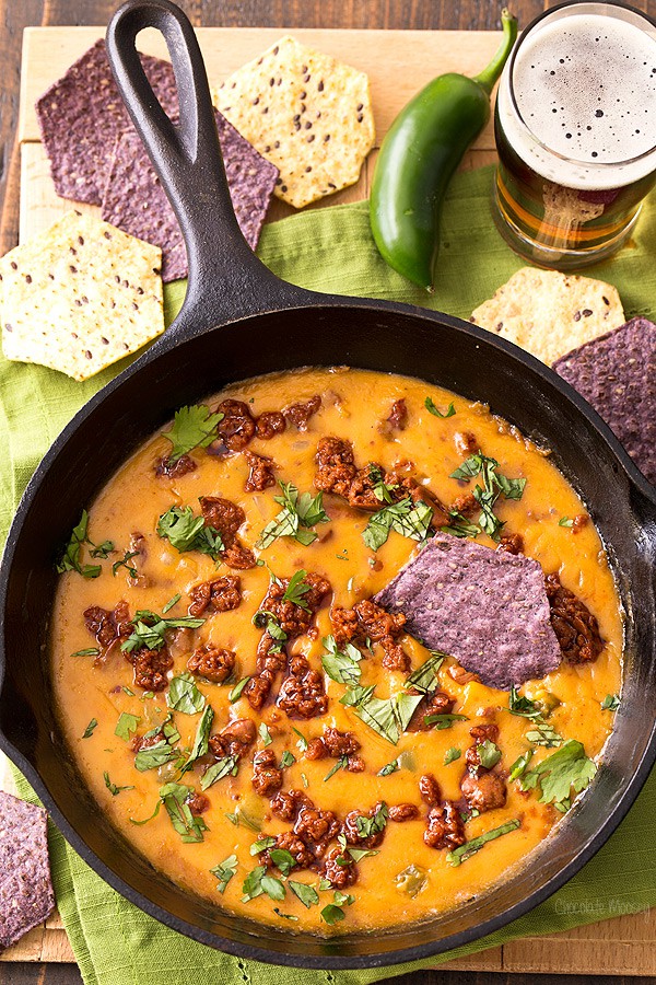 Mexican Beer Cheese Dip with chorizo and jalapeno