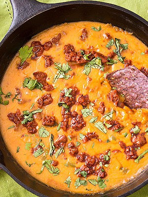Mexican Beer Cheese Dip with chorizo and jalapeno