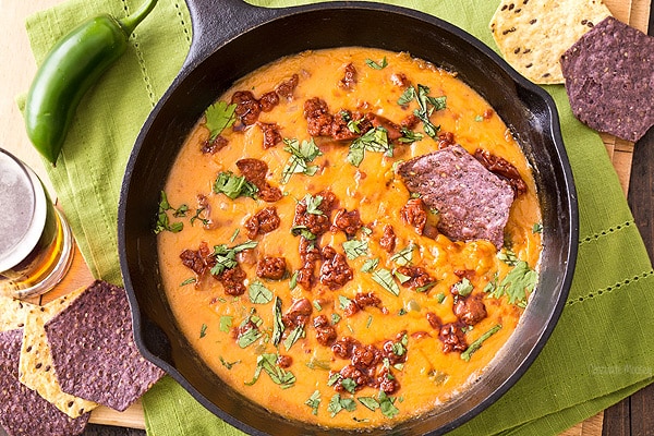 Mexican Beer Cheese Dip with chorizo and jalapeno