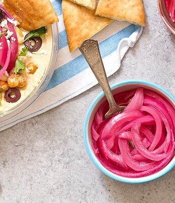 Pickled Red Onions and Hummus Bar