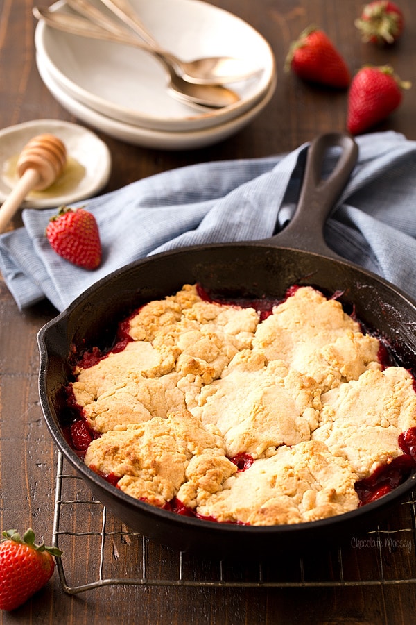 Strawberry Shortcake Cobbler with Honey Whipped Cream