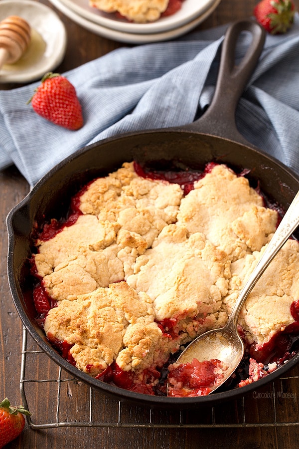 Strawberry Shortcake Cobbler with Honey Whipped Cream