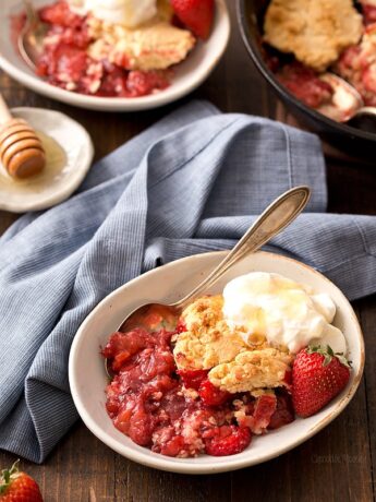 Strawberry Shortcake Cobbler with Honey Whipped Cream