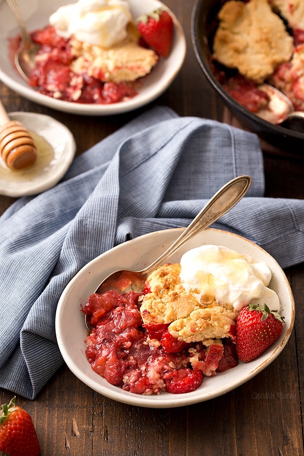 Strawberry Shortcake Cobbler with Honey Whipped Cream