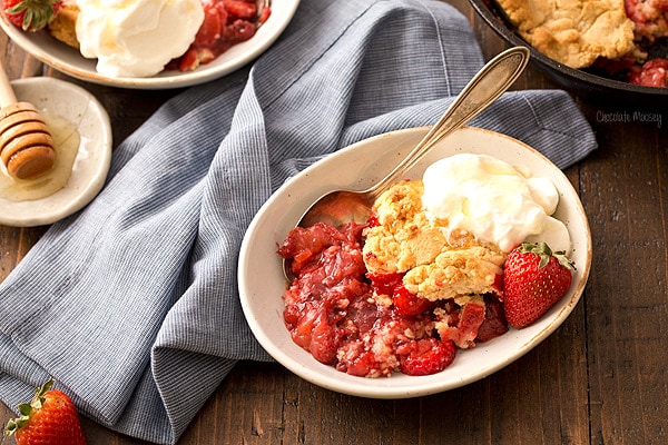 Strawberry Shortcake Cobbler with Honey Whipped Cream