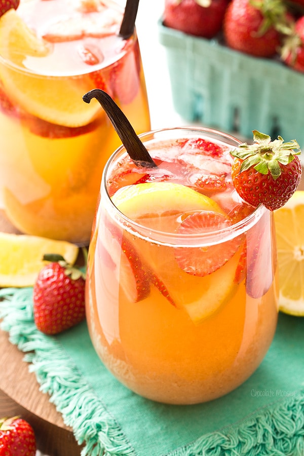 Strawberry Vanilla Sangria with white wine