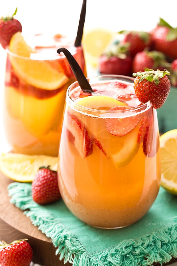 Strawberry Vanilla Sangria with white wine