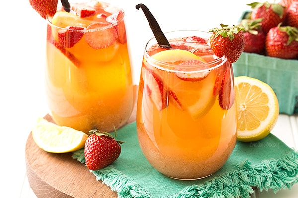 Strawberry Vanilla Sangria with white wine