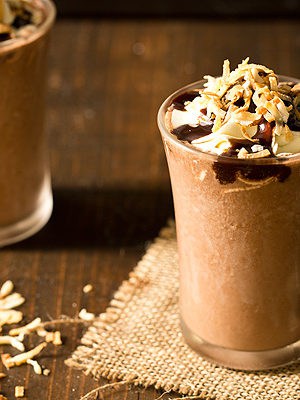 One sip of Toasted Coconut Frozen Hot Chocolate made with coconut milk and you'll be whisked away to paradise. Easily makes two drinks in a blender.