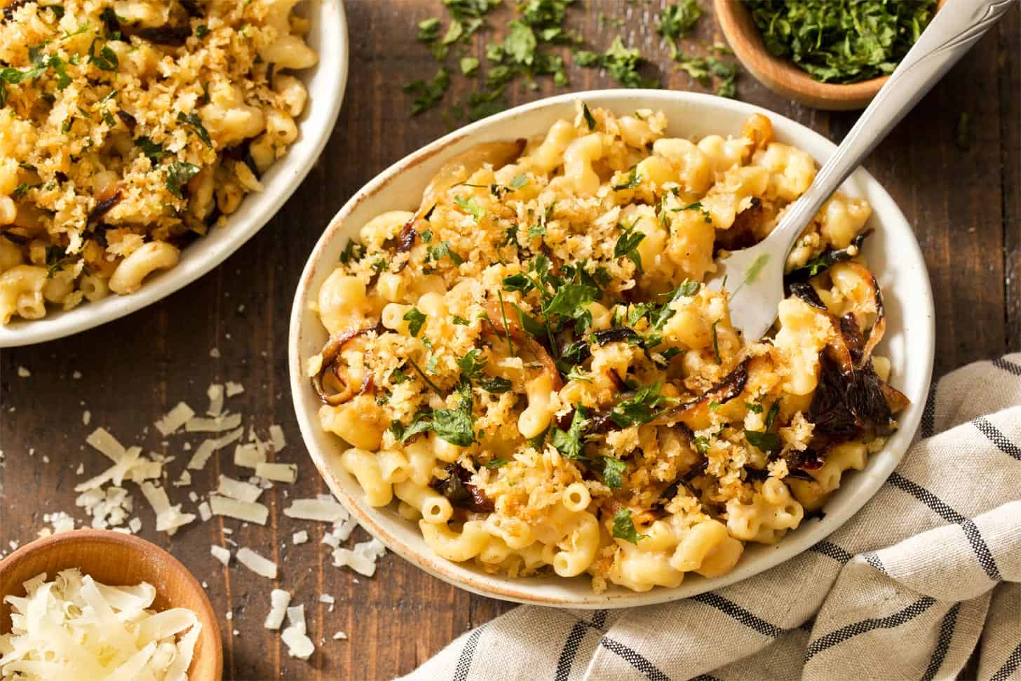 Caramelized Onion Mac and Cheese in bowl