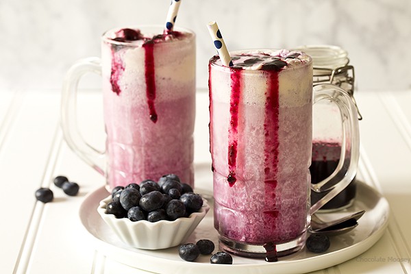 Enjoy summer in a glass with Blueberry Cream Soda Floats made with homemade blueberry soda and vanilla ice cream.