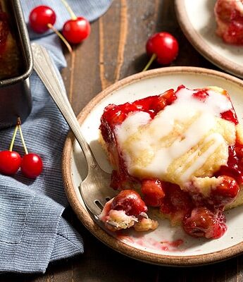 Want an easier way to serve cobbler? Cherry Cobbler Bars with homemade cherry pie filling make it easier to serve for dessert. Wrap them up and take them on the go. Pick it up with your hands or grab a fork. Share or don't share.