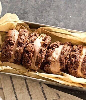 Make every day Ice Cream Sandwich Day with these Chocolate Peanut Butter Ice Cream Cookie Sandwiches made with soft homemade chocolate peanut butter cookies.