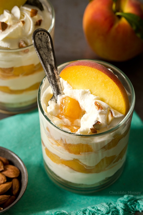 No Bake Peaches and Cream Cheesecake Parfaits - Homemade In The Kitchen