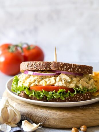 Garlic Hummus Chicken Salad Sandwiches with a creamy garlic hummus spread - pack them for lunch or have them ready for dinner when you know you won't have time to cook.