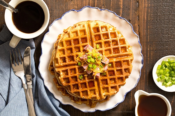 Need a little help in the mornings? Ham and Cheese Waffles can be made and frozen ahead of time, making them ready for breakfast in minutes. Ideal to serve for breakfast, brunch, and brinner.