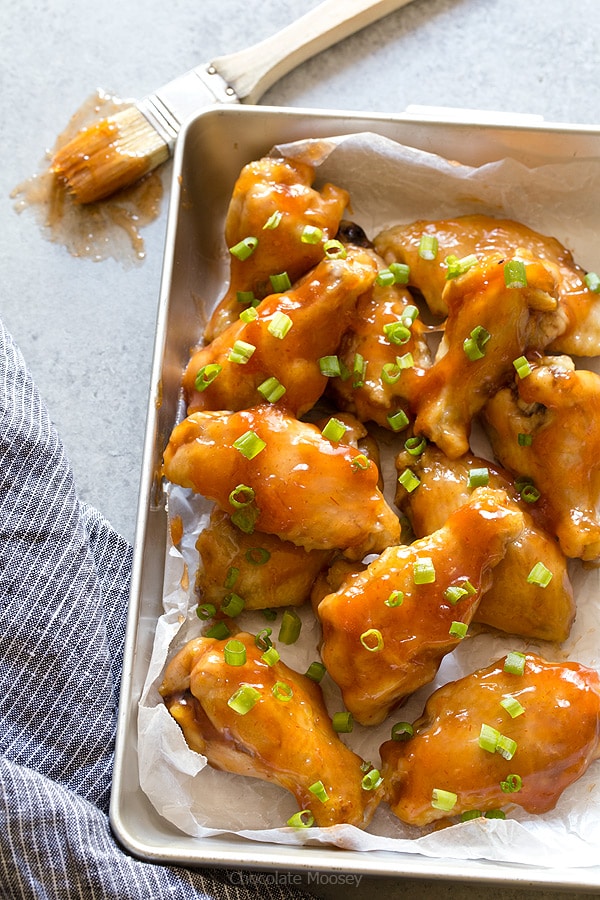 Sweet and sour wings on a tray