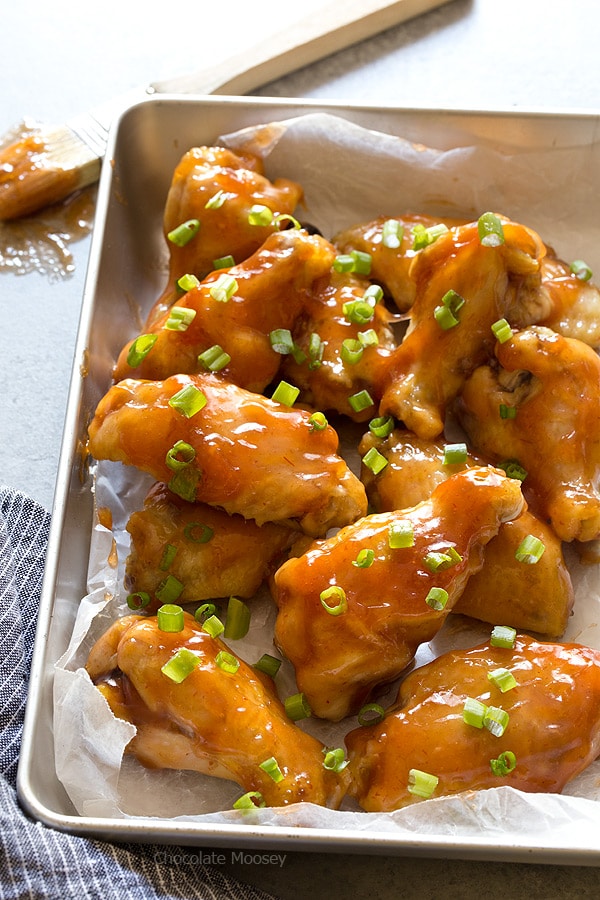 Sweet and sour wings on a tray