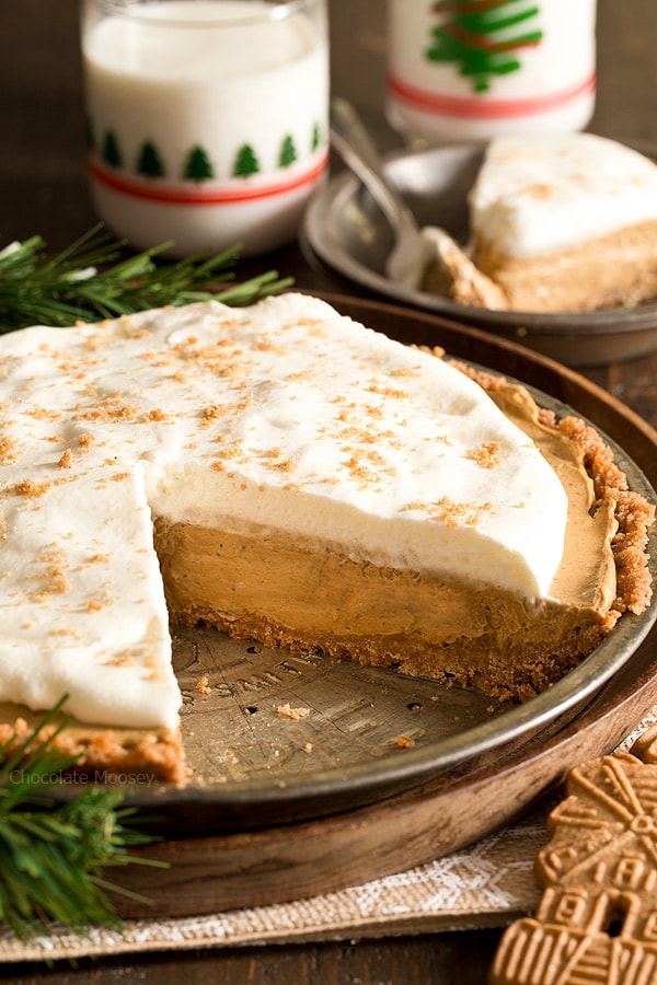 Gingerbread Pie in pie pan with slice missing