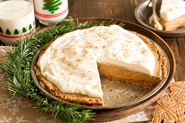 Gingerbread Pie in pie pan with slice missing